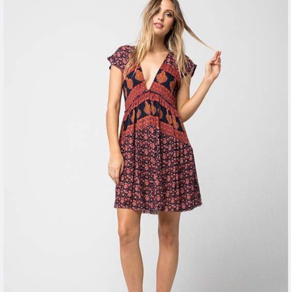 O'Neill Dresses & Skirts - O'Neill Boho Navy Printed Baby Doll Dress